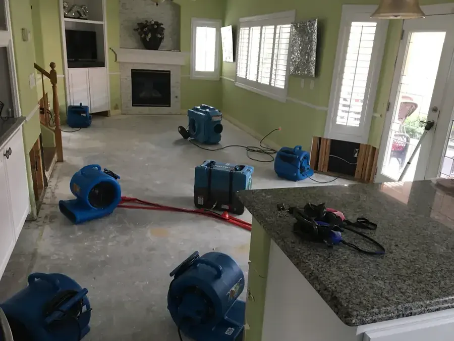Water damage restoration work in a Mahwah, NJ home