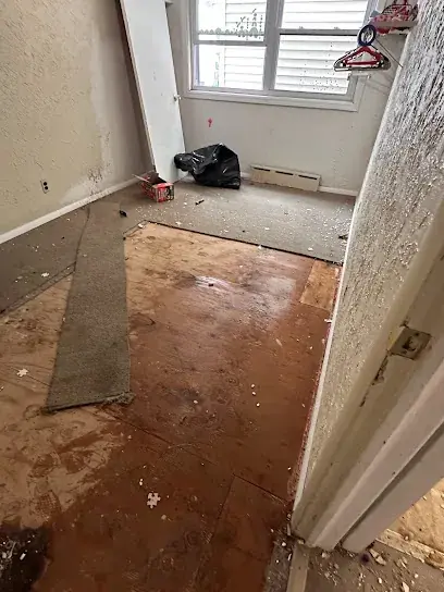 Wall opened to dry the cavity in a Mahwah, NJ home