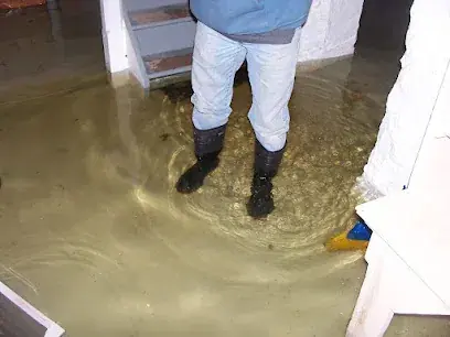 Storm flood water damage inside a Mahwah, NJ home near the Ramapo River